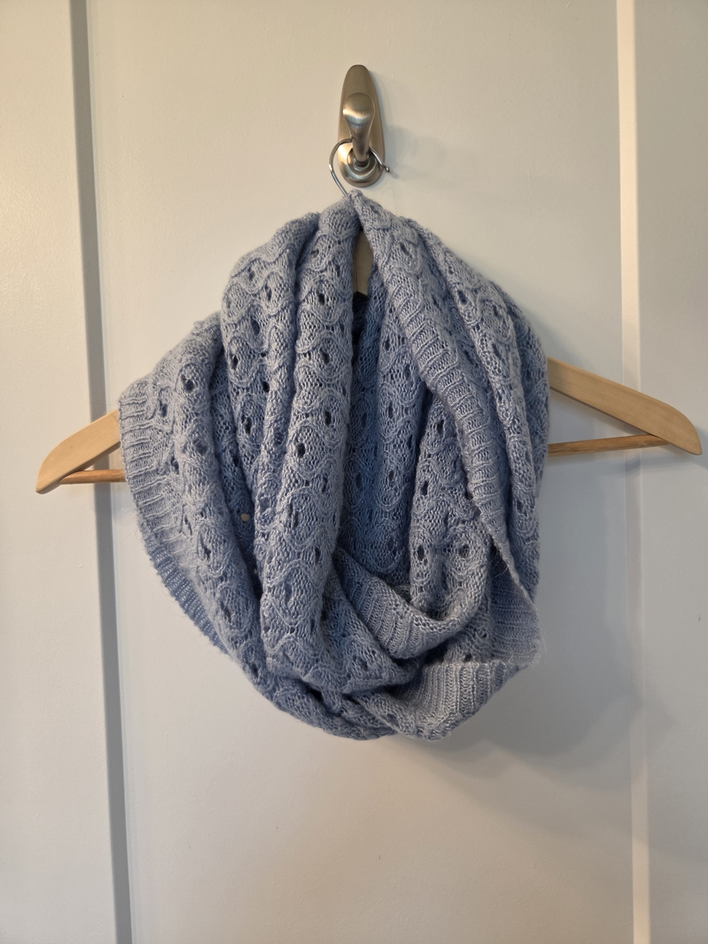 Light Blue Cable Knit Infinity Scarf